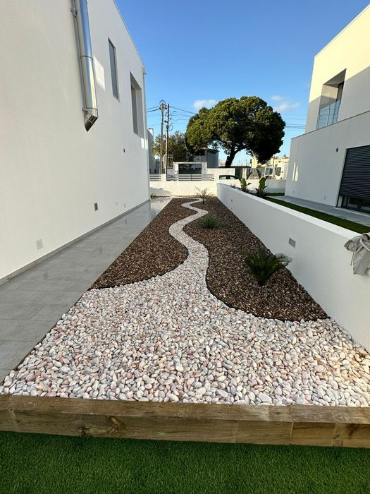 Pedra Mármore Branco Rolado 160€IVA, seixo jardim