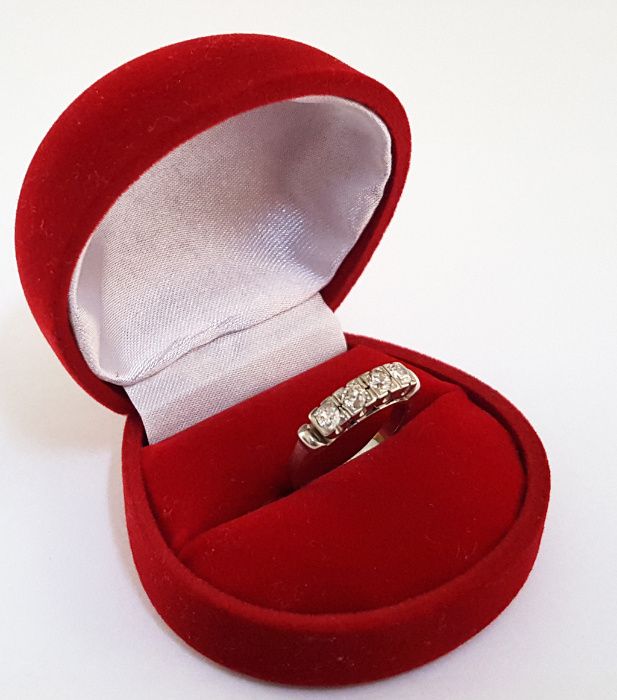 Złoty Wiedeński pierścionek Art deco z diamentami 0,55 ct - lata 30-te