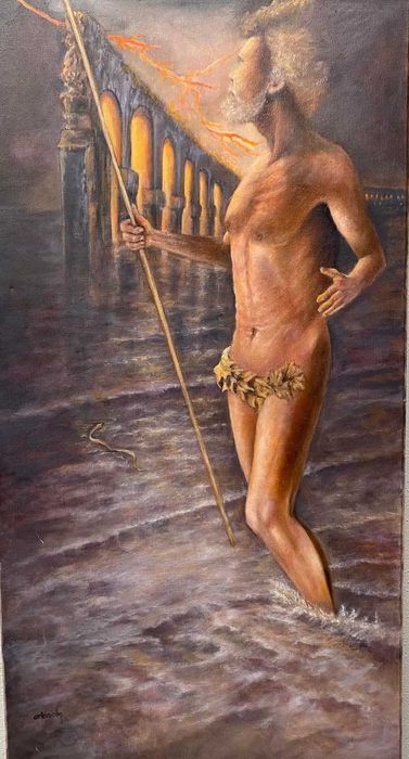 Tela de caixa -  pintura a óleo