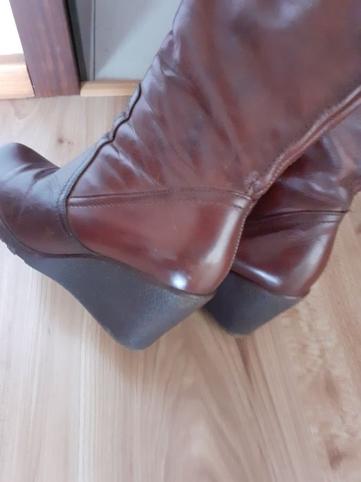 Kozaki skórzane brązowe