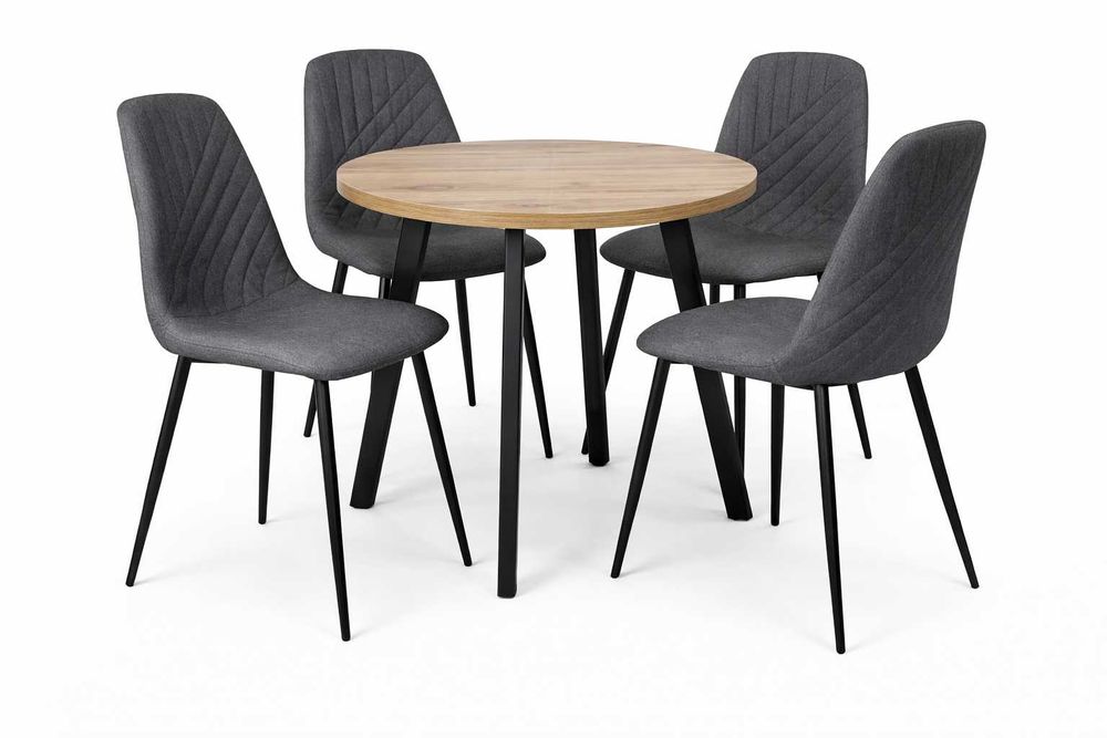 (263WN) Stół okrągły rozkładany + 4 krzesła, nowe okazja 1160 zł