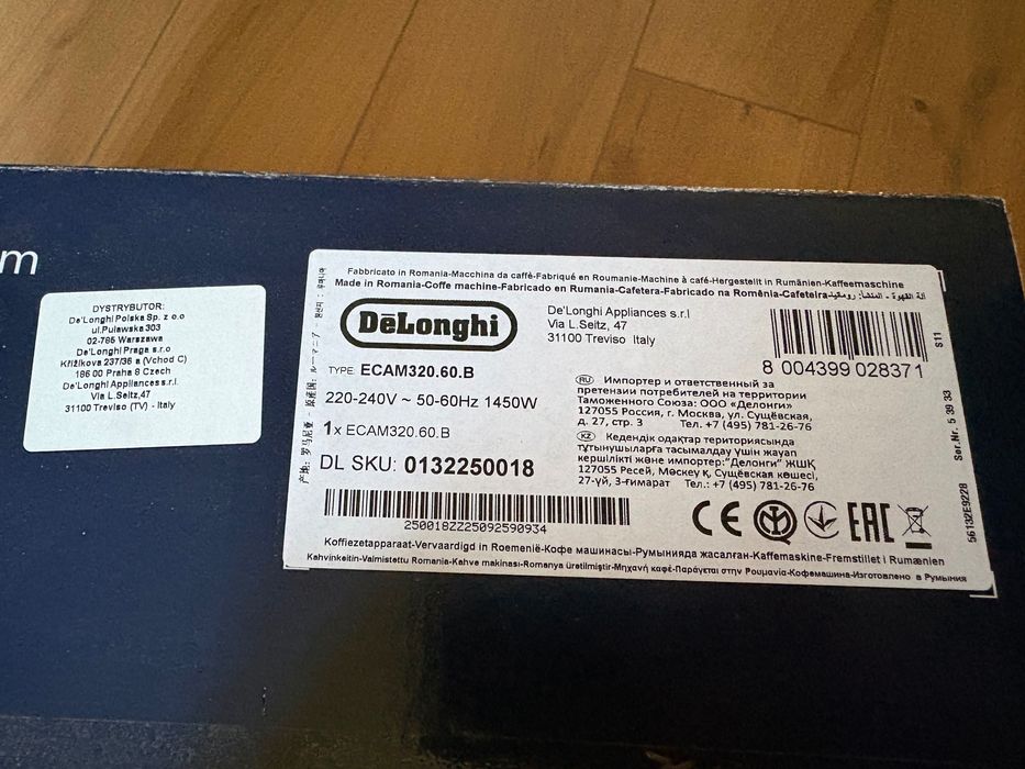Ekspres De'Longhi Magnifica Plus ECAM 320.60.B | 4 mies. | Gwarancja, Karton