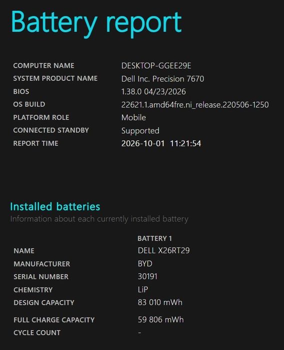 Dell Precision 7670 i7-12850HX 32GB DDR5 RTX A1000 1TB 16" Win11 Pro