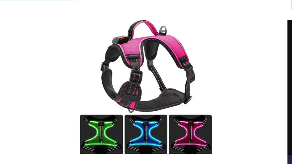 Шлейка для собак YFbrite, що світиться (рожева, велика) L розмір