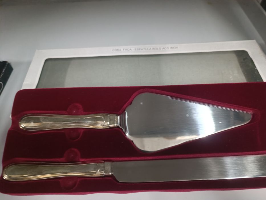 Conjunto faca espátula bolo Aço Inox
