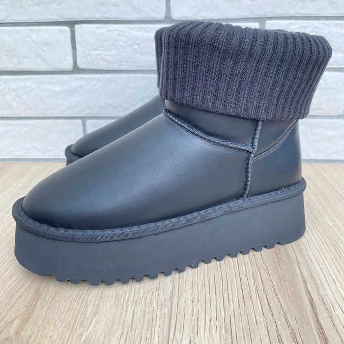 Жіночі уггі Stilli, натуральна шкіра, чорні, платформа 4,5 см (36–41)