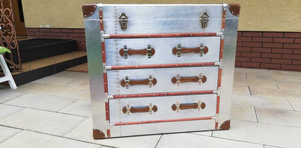 Komoda Aviator skrzynia walizka aluminium szafka kufer inspirowana szu