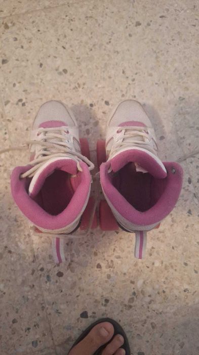 Patins de Quatro Rodas Infantis Fila Quad – Branco e Rosa tam. 35