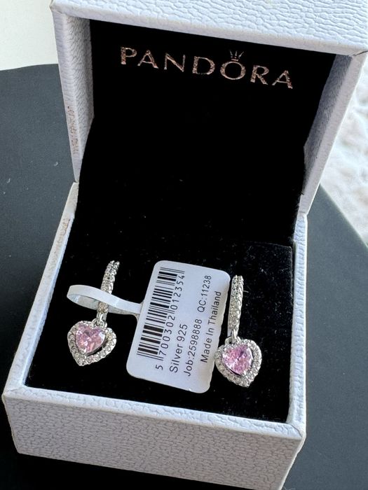 Сережки  Pandora (НОВІ) " Серце з блискучим ореолом"