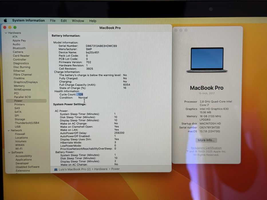 Macbook Pro 15” i7 Quad-core Touchbar 1TB SSD 16GB RAM Radeon Pro 560 Graphics 4GB