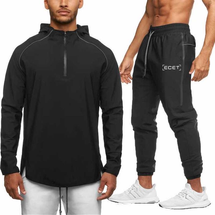 Dres męski black ortalionowy idealny do biegania/fitnessu r.M #107