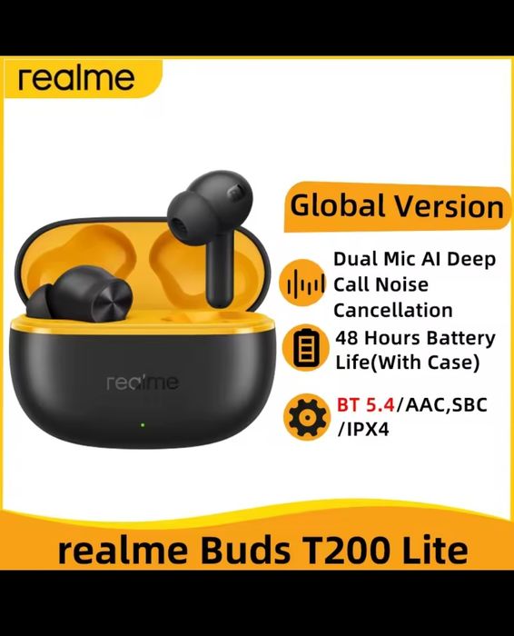 Realme Buds T200 Lite TWS/Bluetooth 5.4/AAC/Google Fast Pair