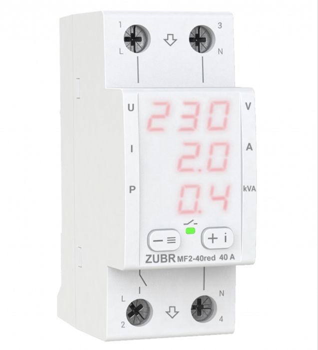Многофункциональное Реле Напряжения Zubr MF2-40/63 red
