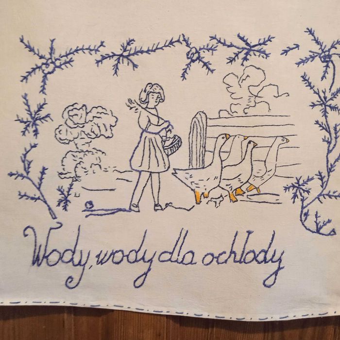 Makatka nowa haft ręczny.Wody,wody dla ochłody.