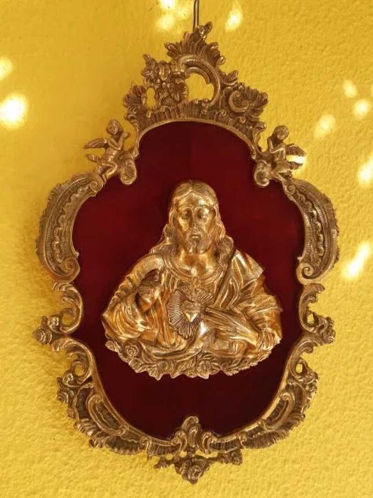 Quadro com Cristo em bronze