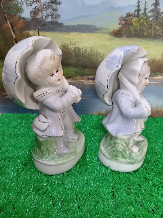 Figurki porcelanowe chłopiec i dziewczynka