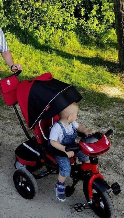 Триколісниий дитячий велосипед коляска Фара USB детский