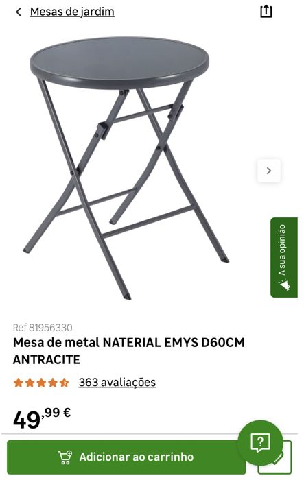 Mesa de metal jardim desdobrável redonda de vidro