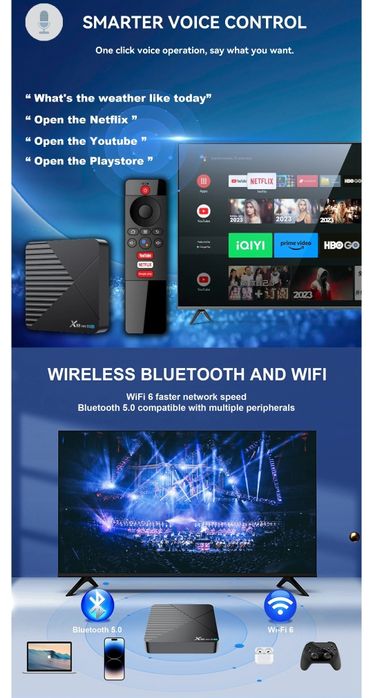 TV box android 13 X88 mini 4/64GB Rk3528 WiFi6 Bluetooth comando voz