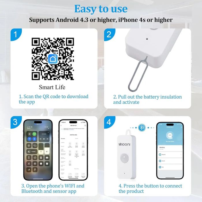 Wi-Fi датчик руху WIOONI (PIR)