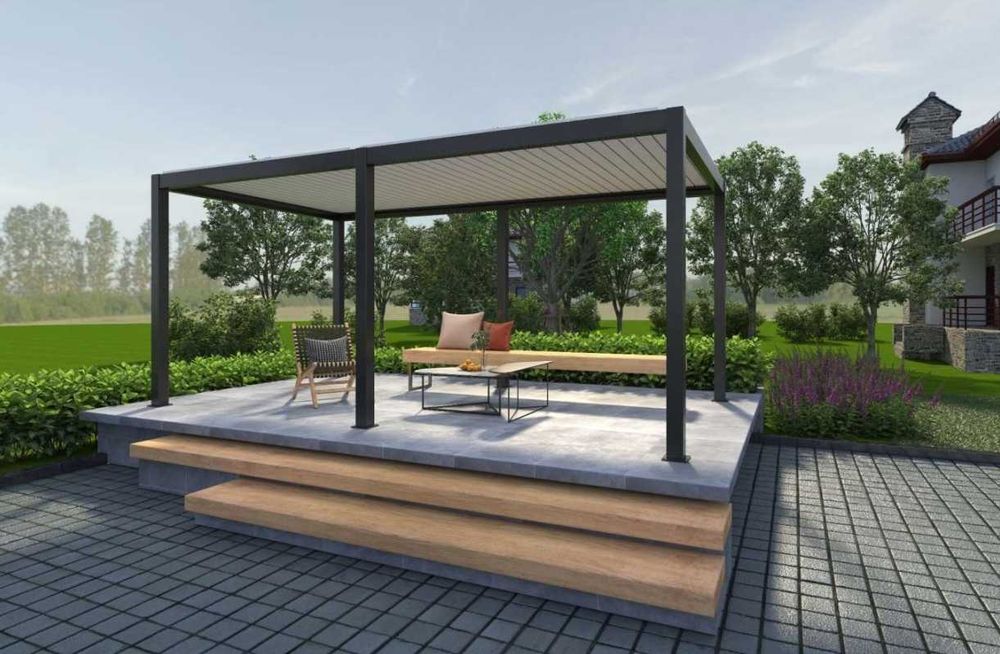 Pergola aluminiowa 100%, wzmocniona antracytowa