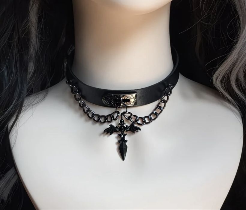 Чокер в стилі ПАНК з (черепом, хрестами та шипами)