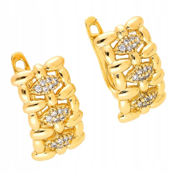 Złote Kolczyki Brylantowa Tradycja Ze Stali --- K1230