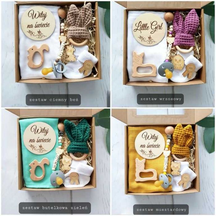 Prezent dla niemowlaka baby shower witaj na świecie wyprawka