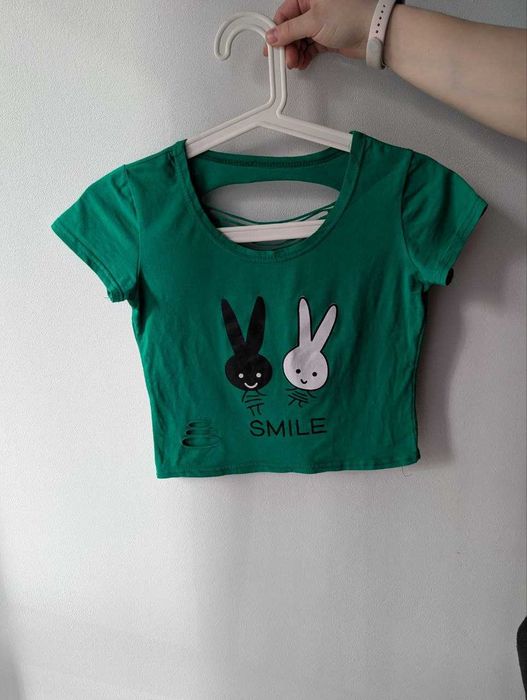 Krótki top dziewczęcy zielony