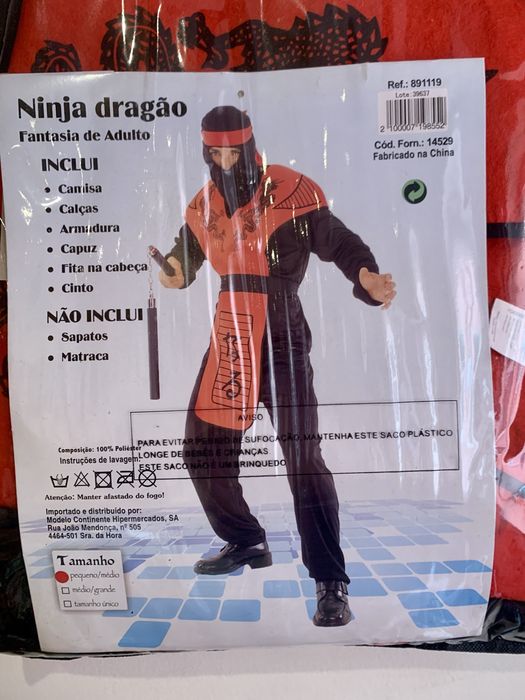 NINJA DRAGÃO - fantasia de adolescente ou adulto - carnaval halloween