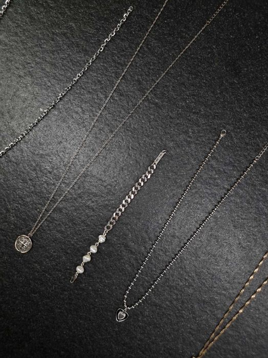 ASOS Naszyjnik 1 Łańcuszek Łańcuch Chain Sygnet Symbol Znak Srebrny