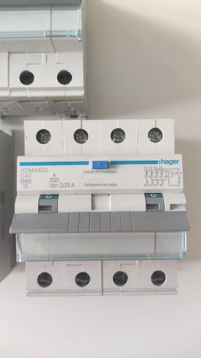RCBO Hager 4P, 6kA, C40A/30mA, typ A, ADM490C