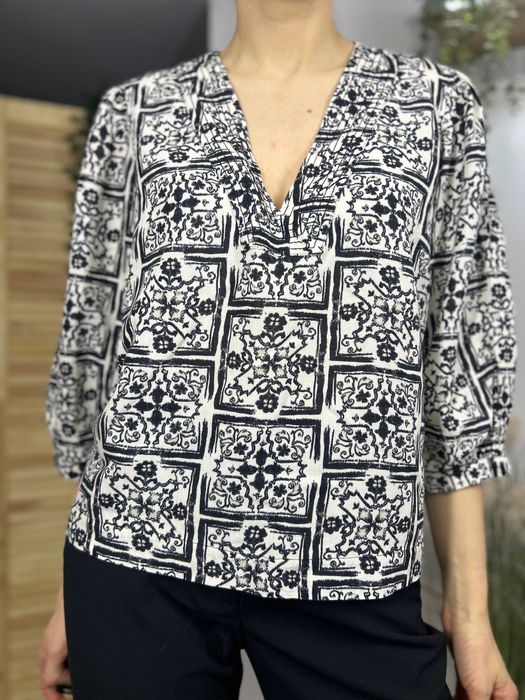 Beżowo-czarna damska bluzka Next – rozmiar 42