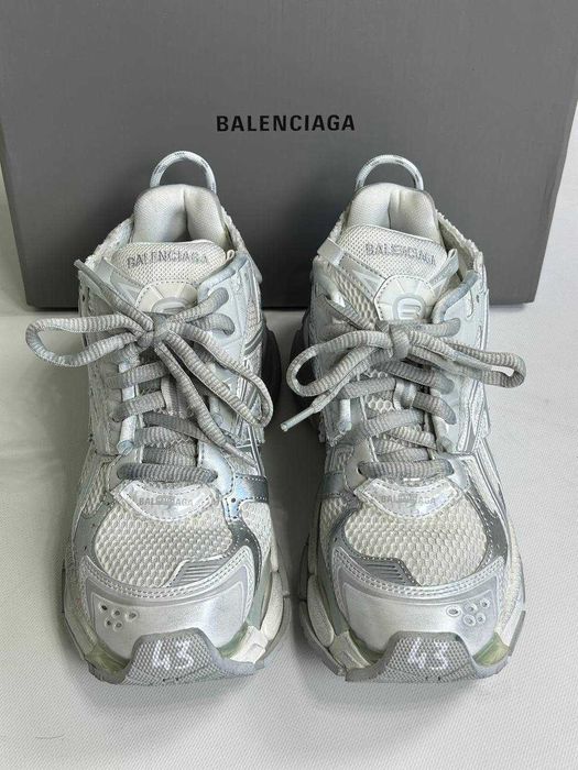 BALENCIAGA Runner кроссовки металлик кеди кеды кросівки білі 42 43 44