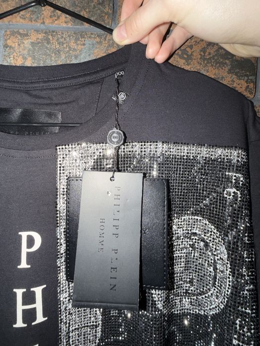 Philipp Plein оригінал, чоловіча чорна та біла футболка