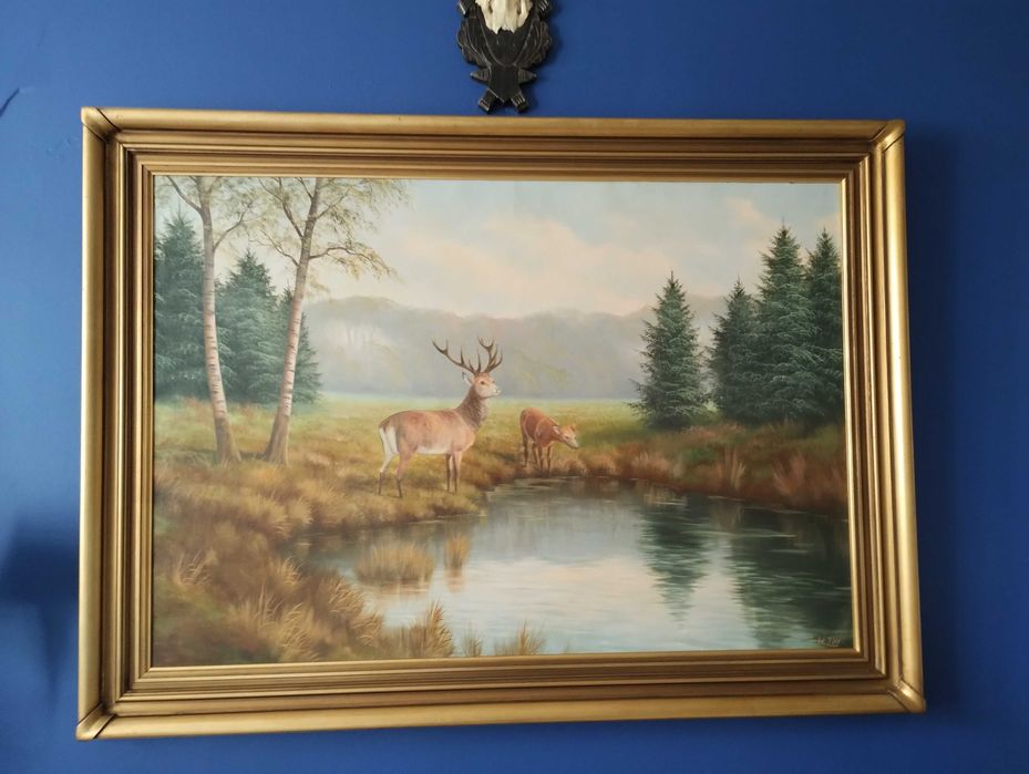 Obraz "Sarny u wodopoju" Wolmer Zier ogromny 110x8