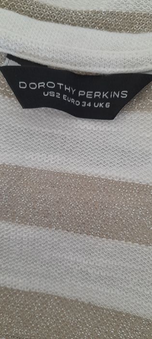 Cienki biały sweter bluzka w paski 34 Dorothy Perkins