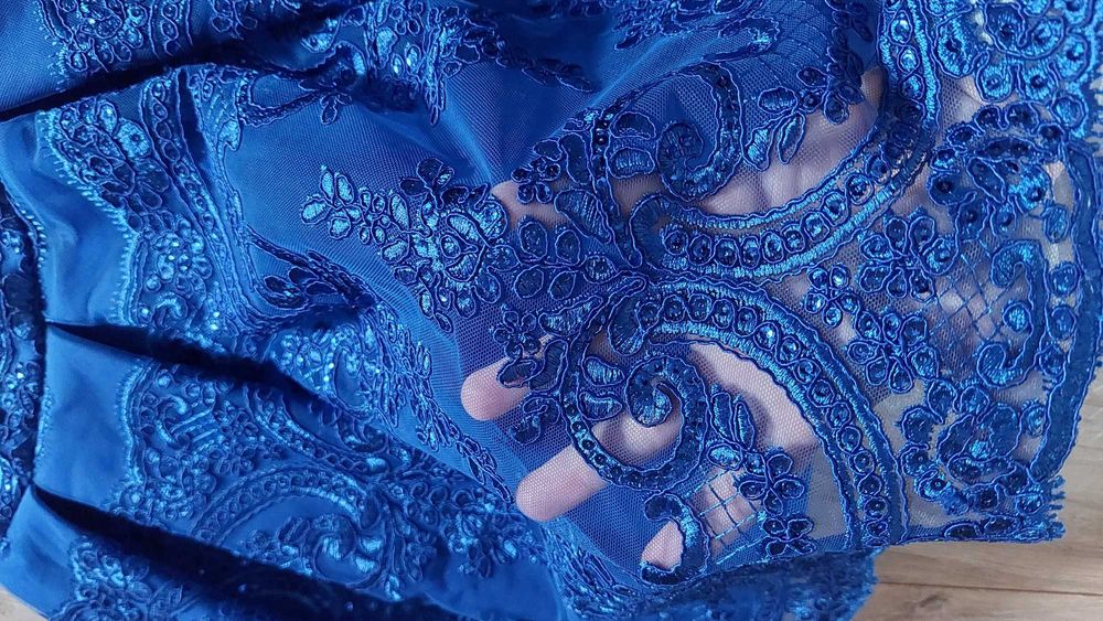 Sukienka mini wieczorowa/na wesele granatowa + półhalka