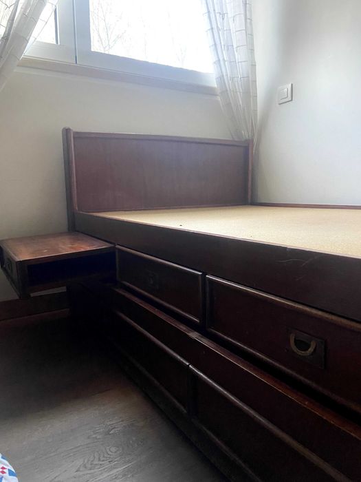 Cama solteiro, madeira maciça 2mx1m, com gavetas e gavetão