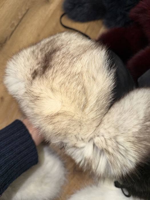 Шапка ушанка лиса белая синяя  зеленая бордовая