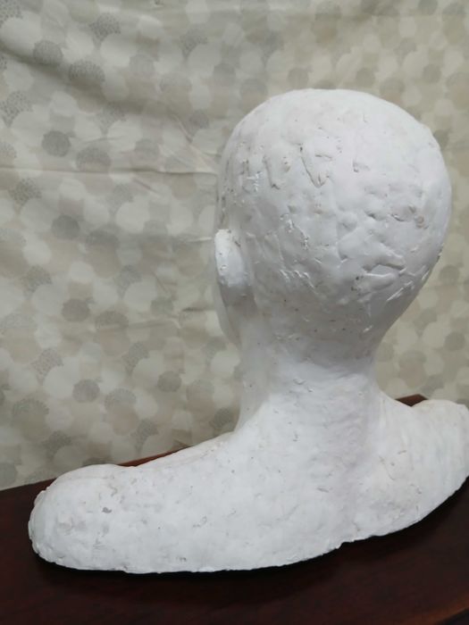 Grande Busto de Figura Humana - Gesso - Arte - Feito á mão - Cara Face
