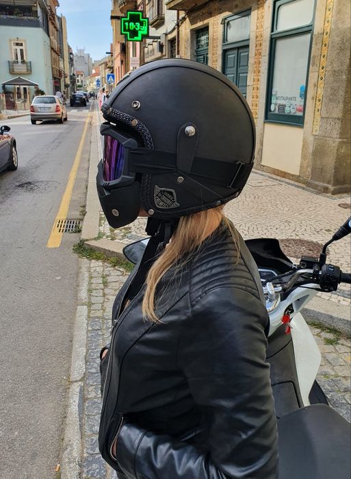 (NOVO) Capacete Aberto Mota Vintage Chopper Scooter Harley Vespa