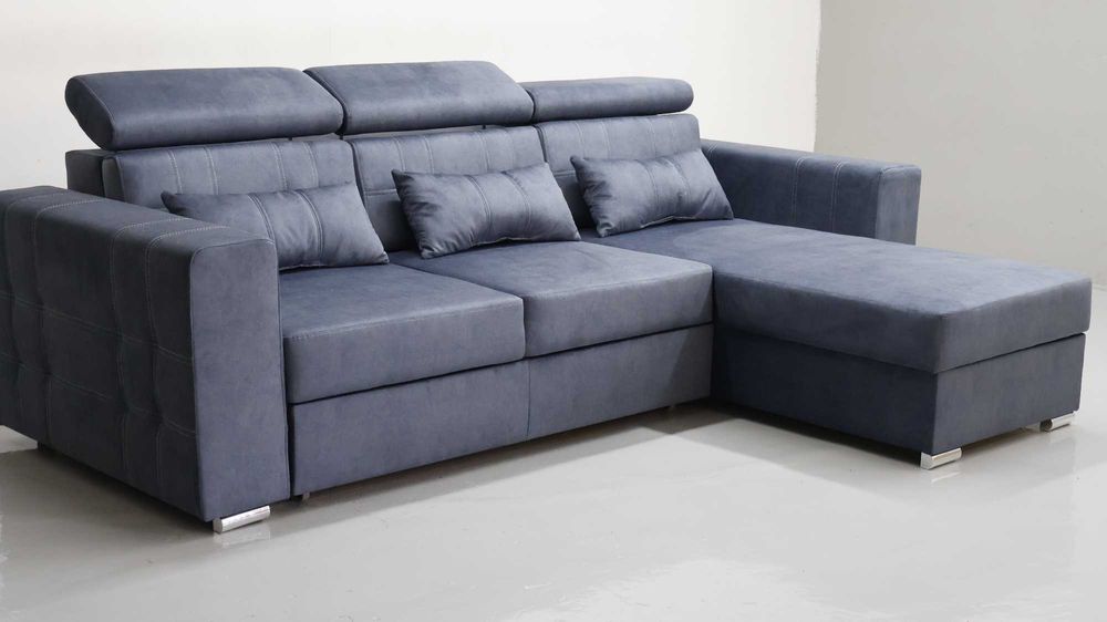 TGR NAROŻNIK funkcja spania pojemnik regulowane zagłówk niebieskoszary