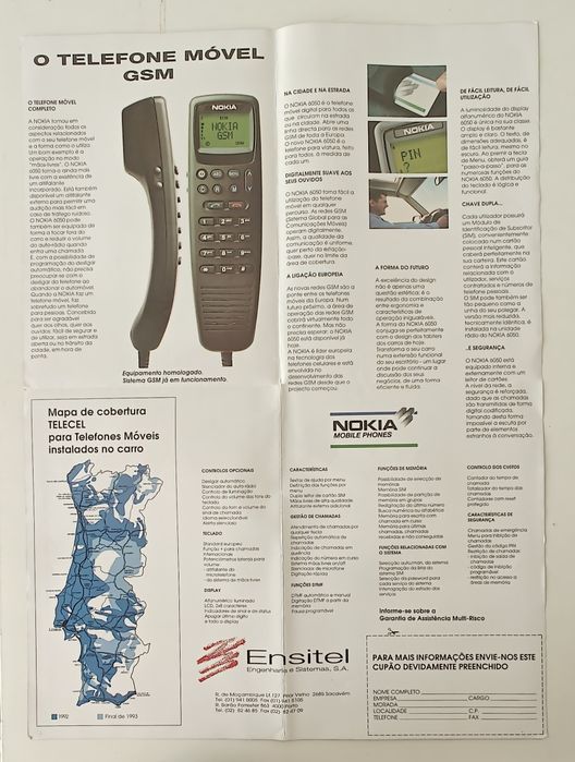 Folheto Publicitário Vintage Nokia GSM — “O Telefone Móvel GSM”