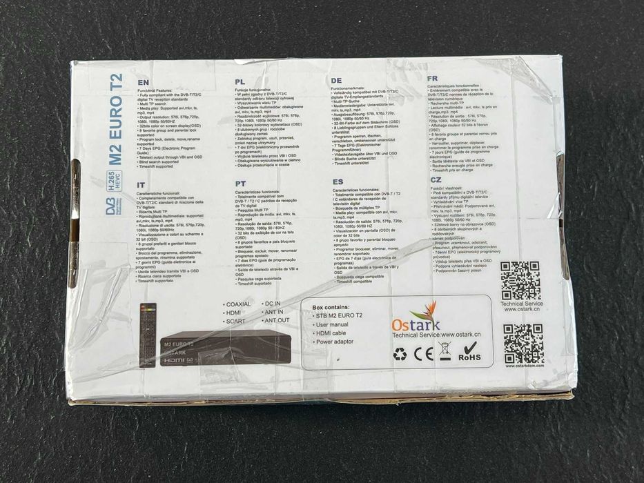 Ostark Euro T2 Dekoder Tuner Odbiornik naziemny DVB-T2 DVB-C Full HD