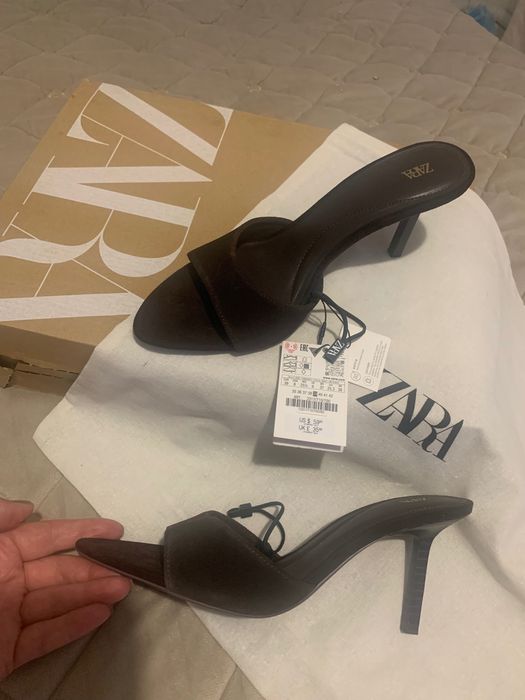Мюлі, замш, натуральний, zara