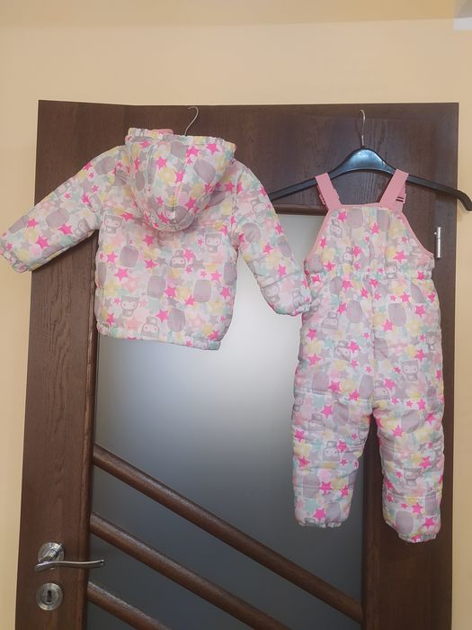 Kurtka zimowa ocieplana spodnie zimowe na szelkach komplet 86
