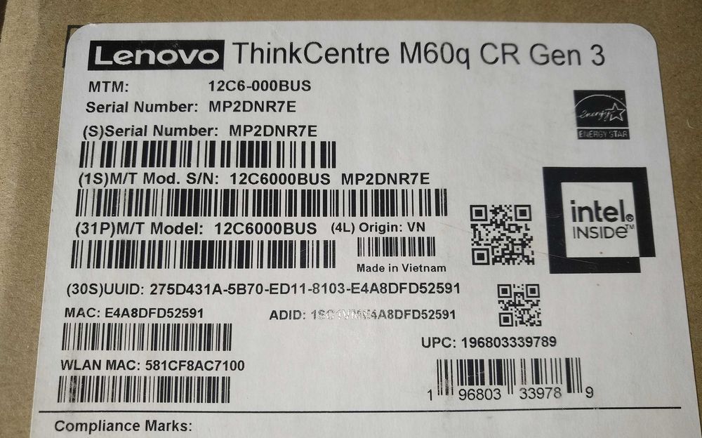 Lenovo ThinkCentre M60q Chromebox i5-1235U 8GB 128GB SSD Wi-Fi 6E