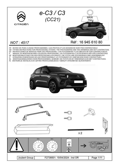 Barras de tejadilho -  Citroën C3 (CC21)