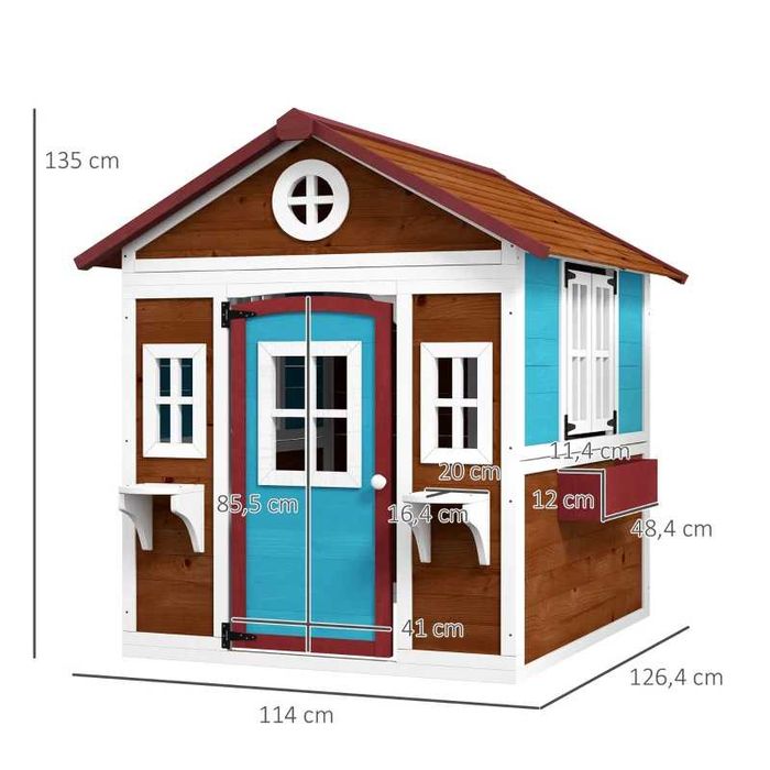 Casinha de Madeira Infantil - Castanho Escuro